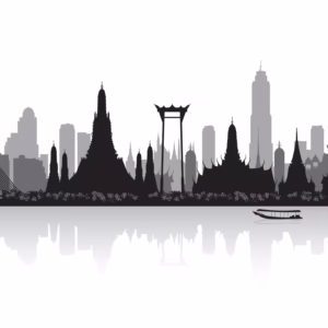 Skyline van bangkok in zwart wit