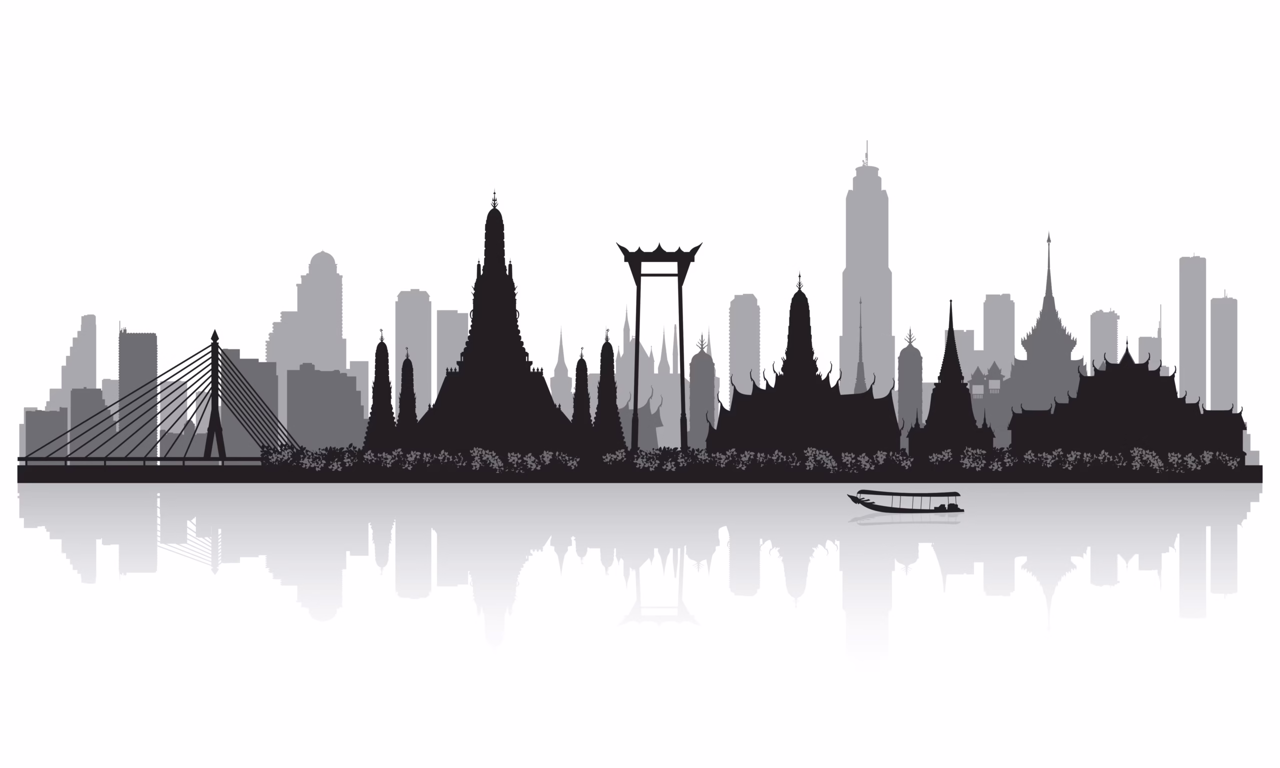 Skyline van bangkok in zwart wit